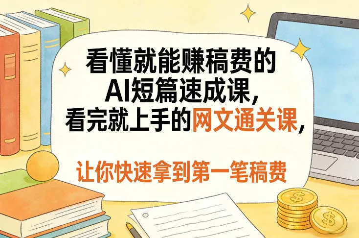 看懂就能賺稿费的AI短篇速成课，看完就上手的网文通关课，让你快速拿到第一笔稿费(更新4月)-来缘阁