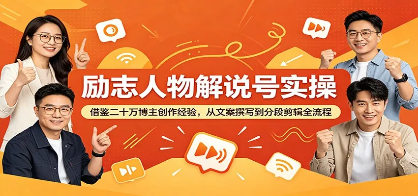 励志人物解说号实操：借鉴二十万博主创作经验，从文案撰写到分段剪辑全流程-来缘阁
