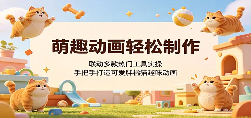 萌趣动画轻松制作，联动多款热门工具实操，手把手打造可爱胖橘猫趣味动画-来缘阁
