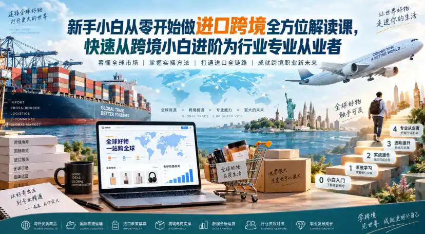 新手小白从零开始做进口跨境全方位解读课，快速从跨境小白进阶为行业专业从业者-来缘阁