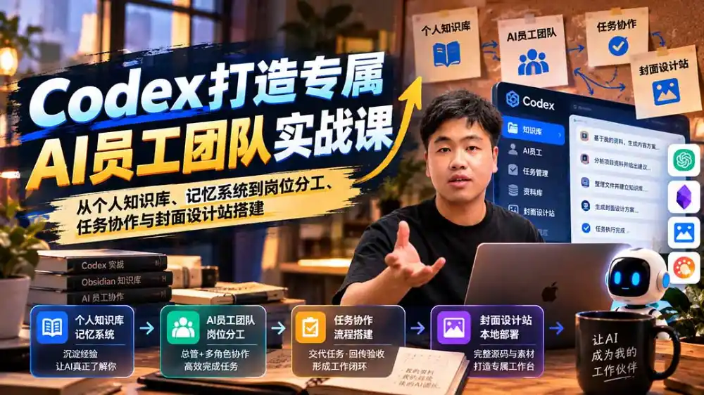 【无水印】Codex打造专属AI员工团队实战课:从个人知识库、记忆系统到岗位分工、任务协作与封面设计站搭建-来缘阁