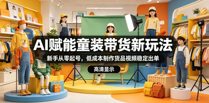 AI赋能童装带货新玩法，新手从零起号，低成本制作货品视频稳定出单-来缘阁