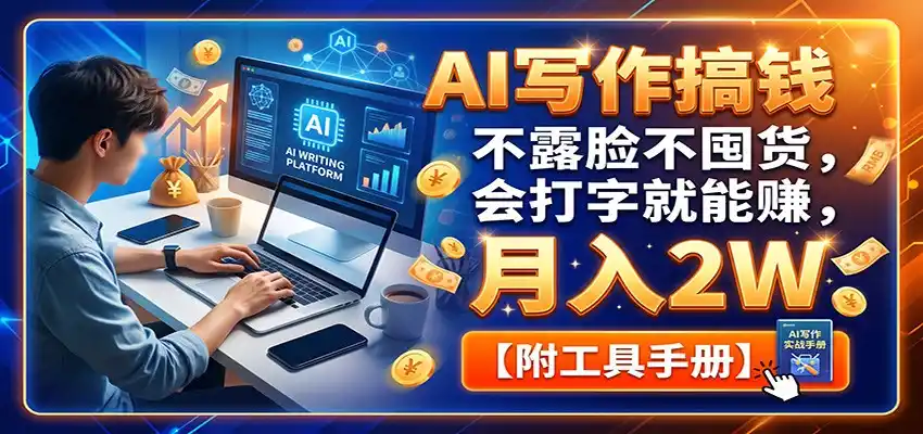 AI写作搞钱：不露脸不囤货，会打字就能赚，月入2W【附工具手册】-来缘阁