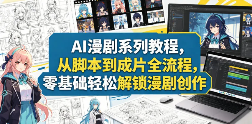 AI漫剧系列教程,从脚本到成片全流程,零基础轻松解锁漫剧创作-来缘阁