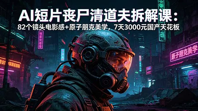 AI短片《丧尸清道夫》拆解课:82个镜头电影感+原子朋克美学,7天3000元国产天花板-来缘阁