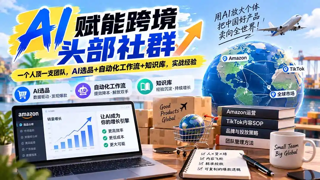 AI赋能跨境头部社群-更新9月:一个人顶一支团队,AI选品+自动化工作流+知识库,实战经验-来缘阁