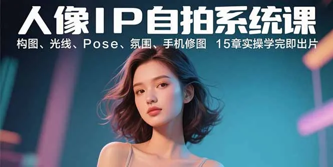 人像IP自拍系统课：构图、光线、Pose、氛围、手机修图 15章实操学完即出片-来缘阁