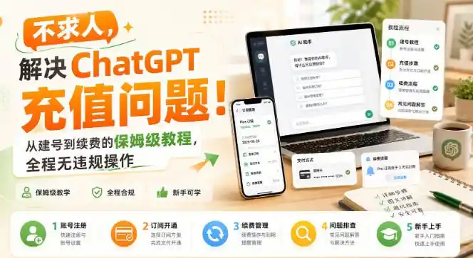 不求人，解决ChatGPT充值问题！从建号到续费的保姆级教程，全程无违规操作-来缘阁