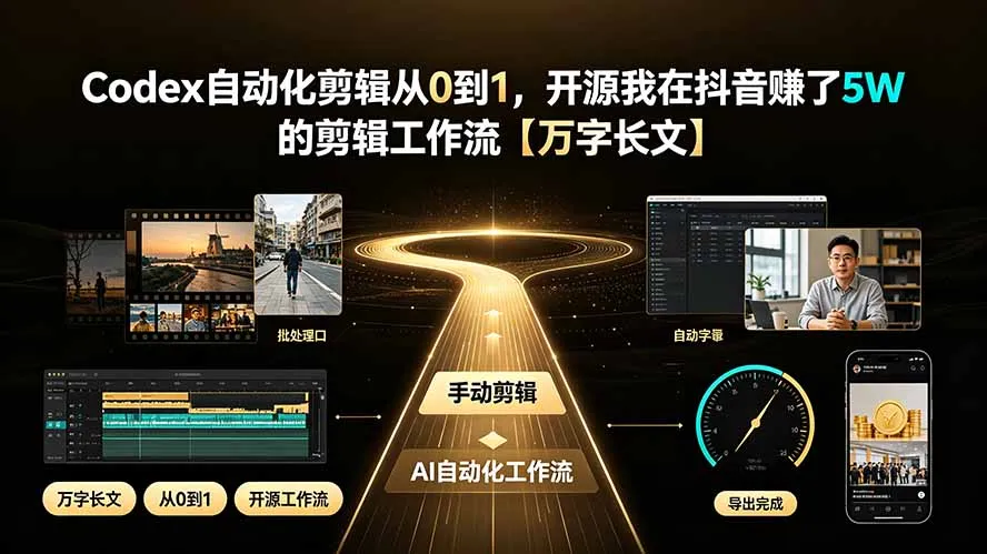 Codex自动化剪辑从0到1，开源我在抖音赚了5W 的剪辑工作流【万字长文】-来缘阁